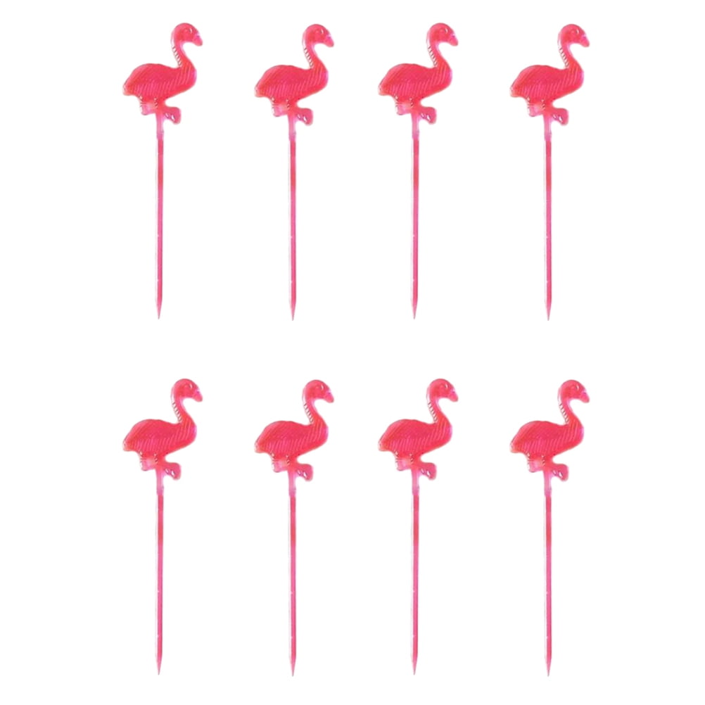 OUNONA 50pcs Creative Fruit Fork Red Flamingo Fruit Sticks for Home Decoration Party Decoration 