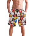 thumbnail image 4 of joogoo Men's Swim Trunks Footballs Baseballs Beach Shorts with Pockets 2XL, 4 of 6