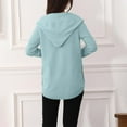 thumbnail image 3 of Plus Size Cardigan Sweater New Hooded Cardigan for Women with Pockets Fall Fashion Open Front Knit Hoodie Sweater Side Button Outerwear Light Blue One Size, 3 of 6
