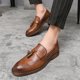 thumbnail image 3 of Zapatos formales con borlas para hombre de Fotwear, zapatos de vestir para oficina, zapatos Oxford de cuero de color marrón para hombre (26,5 cm), 3 of 4
