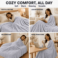 thumbnail image 3 of SUNNY HEAT Heated Electric Blanket Ribbed Flannel 84"x90" Queen Size - 10 Heating Settings & 2/4/6/8/10/12 Hours Auto off, Quick Heating Washable - Light Grey, 3 of 8
