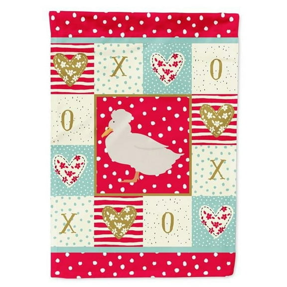 Caroline's Treasures CK5284CHF Crested Duck Love Flag Canvas House Size, Large, multicolor