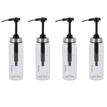 

4X Sauce Pump Dispenser with Glass Bottle Leakproof Kitchen Condiment Dispenser for Honey Ketchup Mustard Mayo