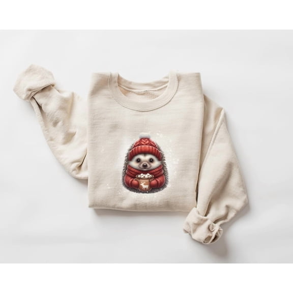 Hedgehog season Sweatshirt, Cute Cocoa Animal Sweater, Cozy Winter Critter Shirt, season Hedgehog, Unisex Festive Pullover, F7129 Tshirt All Size S-5XL