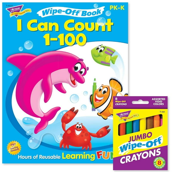 Trend Enterprises Counting to 100 Reusable Book & Crayons