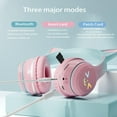 thumbnail image 3 of TSKVT Bluetooth earphones, cute styling earphones, foldable breathing color light, wireless Bluetooth 5.0, can be linked and used on mobile phones, tablets, and other devices, (pink) C30, 3 of 3
