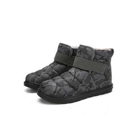 

Crocowalk Unisex Winter Shoes Faux Fur Snow Boots Slip On Warm Boot Non Plush Lining Booties Mens Comfort Round Toe Gray 8.5