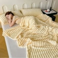 thumbnail image 5 of Satin Throw Blanket Flannel Fleece Throw Blanket Warm And Soft Striped Couch And Bed Blanket Cozy Microfiber Ribbed Sofa Decor For All Season, 5 of 6