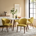 thumbnail image 3 of Dining Chairs Set of 4 Wingback Accent Chair Upholstered Armrest Solid Wood Legs Living Room Kitchen Restaurant Mustard, 3 of 7