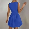 thumbnail image 4 of Summer Bubble Dresses for Women 2025 Casual Sleeveless Tank Mini Short Dress Crew Neck Smocked Sundress with Pockets, 4 of 7