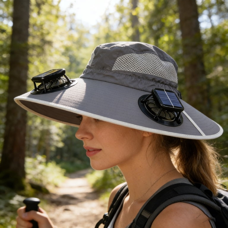 3 Fan Solar Cooling Sun Hat Upf 50+ Uv Protection Wide Brim  display picture 2