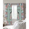 thumbnail image 2 of Turquoise Bunny Easter Black Out Curtains 84 Inch Long for Living Room, Eggs Spring Floral Rabbits Wooden Blackout Curtain Shade Thermal Insulated Window Curtains Grommet Drapes 42"x84" 2 Panels, 2 of 8