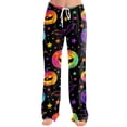 thumbnail image 4 of Halloween Lounge Pants for Women Pumpkin Print Stretch Casual Elastic Waist Pj Pants, 4 of 6