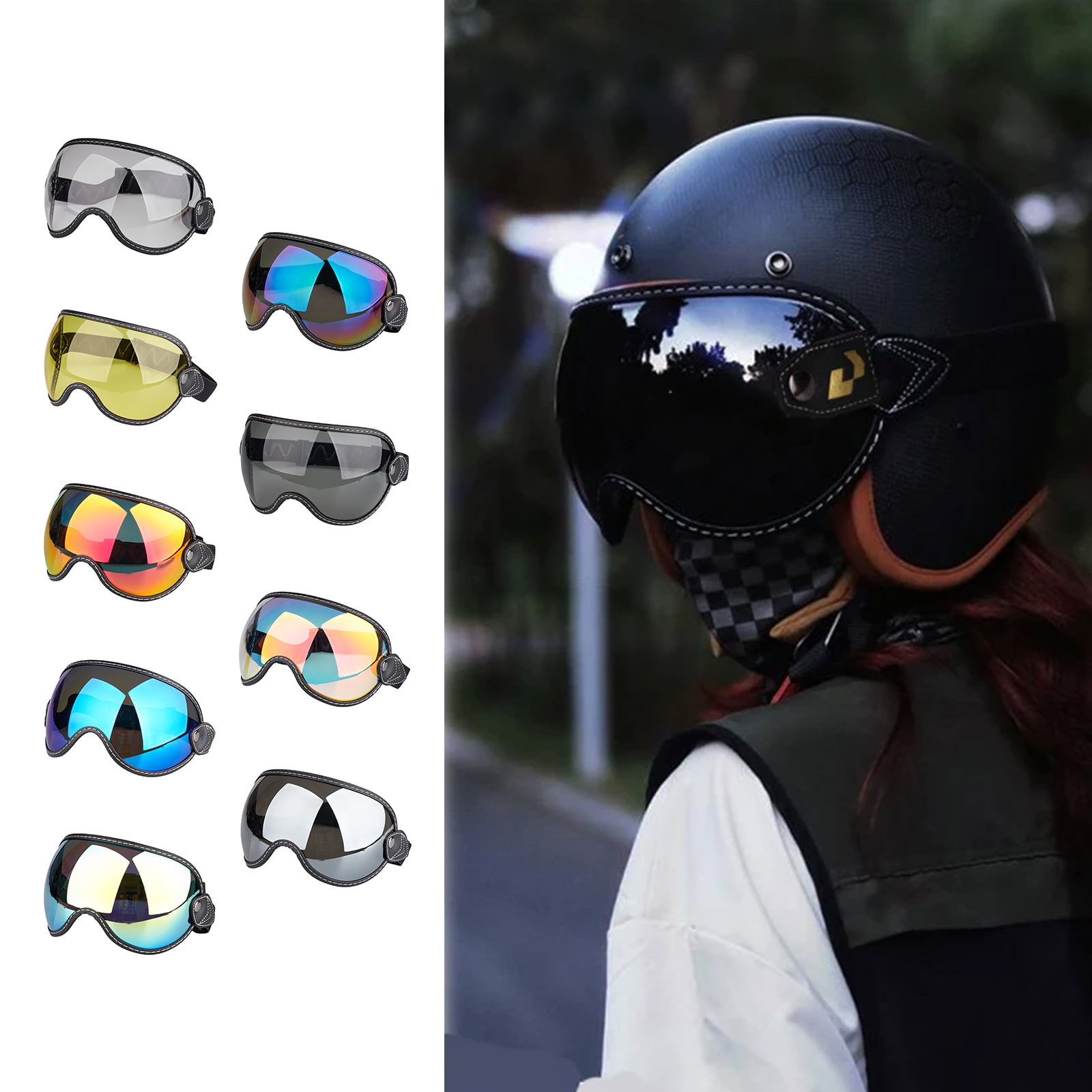 BIBABLYKE Motorcycle Riding Goggles Bubble Lens Windproof Riding Glasses Eye Protection Sunglasses Comfortable for Outdoor Sports