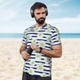 thumbnail image 4 of Wukai Daisy Striped Nautical Print Men's Short-Sleeved Mesh T-Shirt,Quick-Dry Short Sleeve Workout T-Shirt-4X-Large, 4 of 8