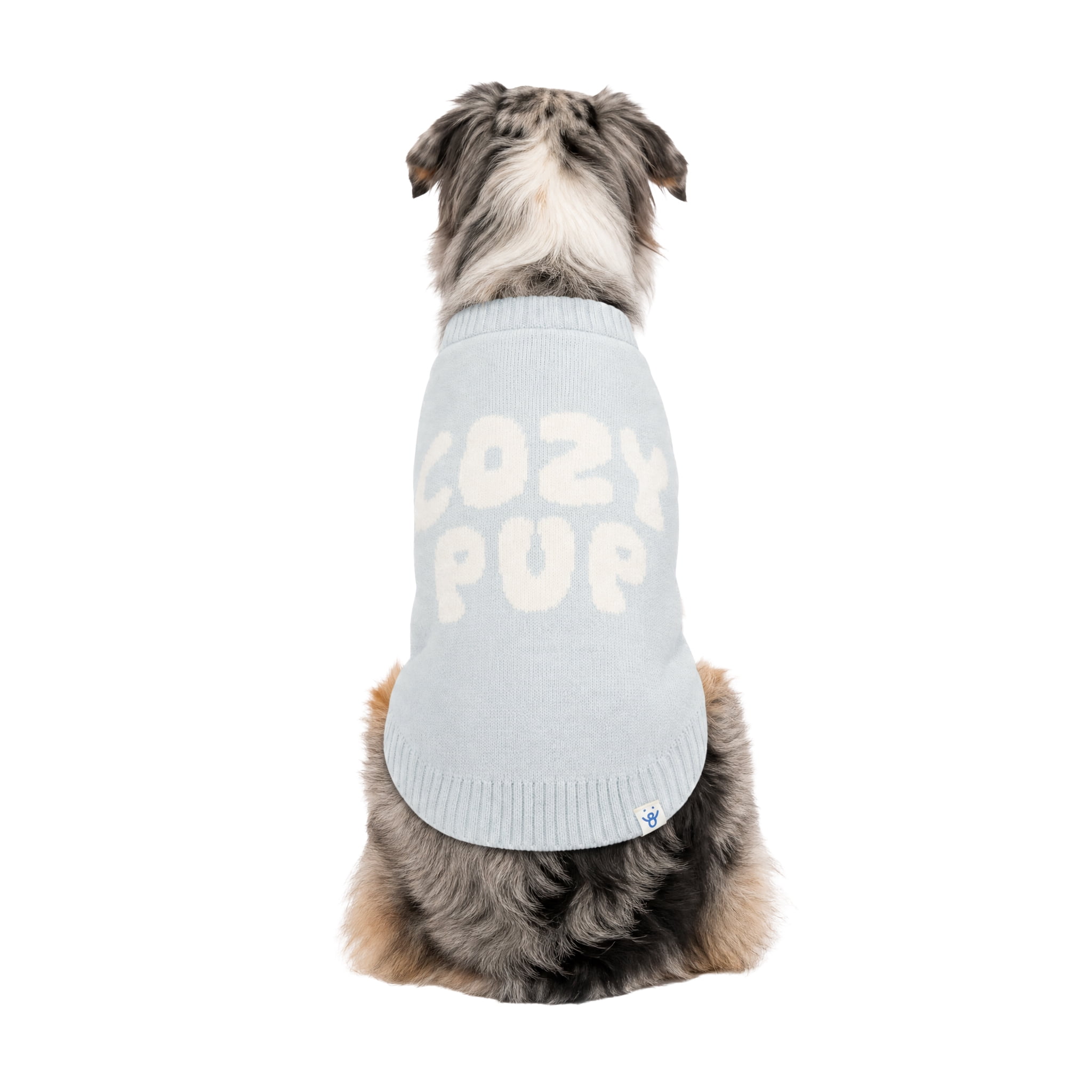 Oodles Cozy Pup Fall Dog Sweater, Blue, Large