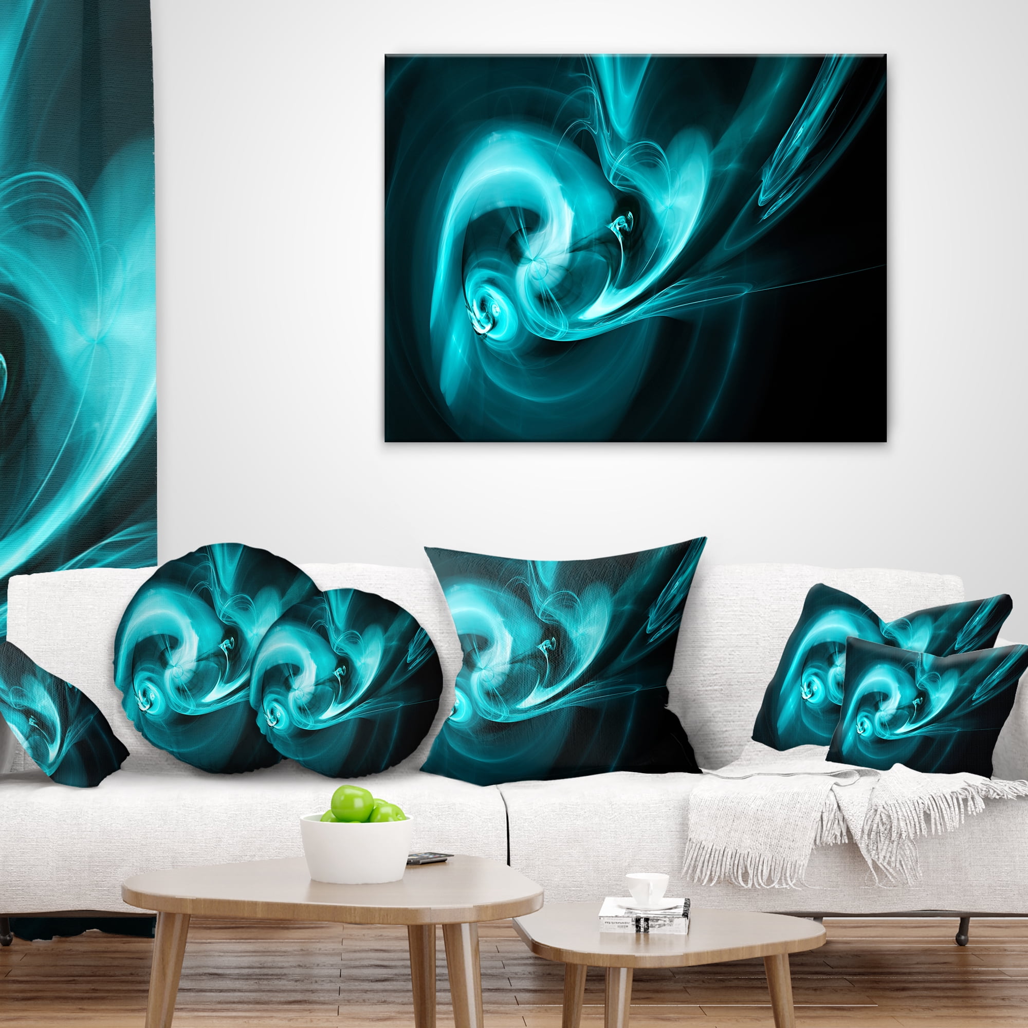 Designart Blue Colored Smoke Pattern - Abstract Throw Pillow - 18x18