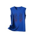 thumbnail image 3 of HOMBOM Womens Tops Clearance Blue Crew Neck Sleeveless Independence Day Tank Tops Graphic Tee Summer Tops XL, 3 of 4