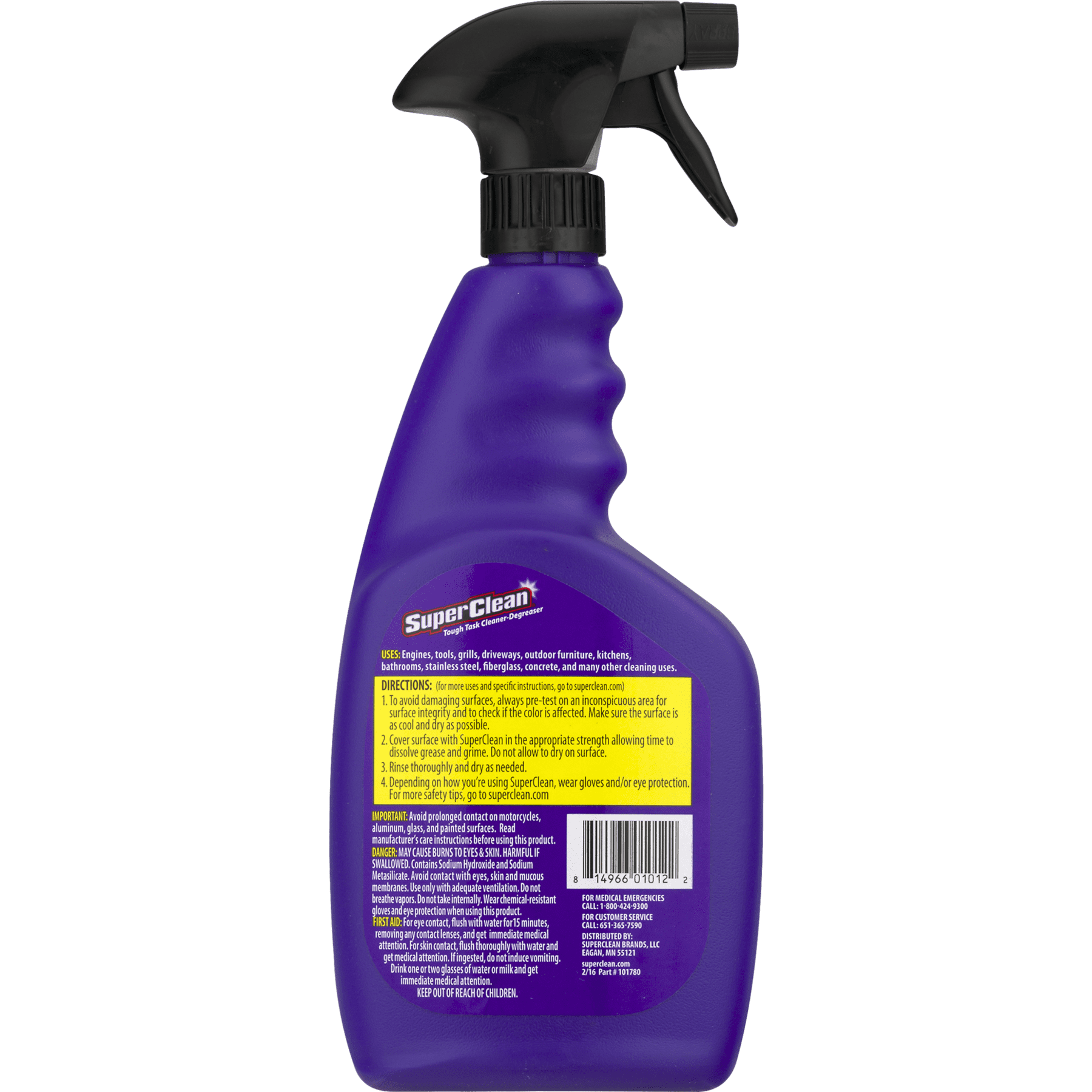 SuperClean Multi-Surface All Purpose Cleaner Degreaser Spray,  Biodegradable, Full Concentrate, Scent Free, 32 Ounce, Pack of 2