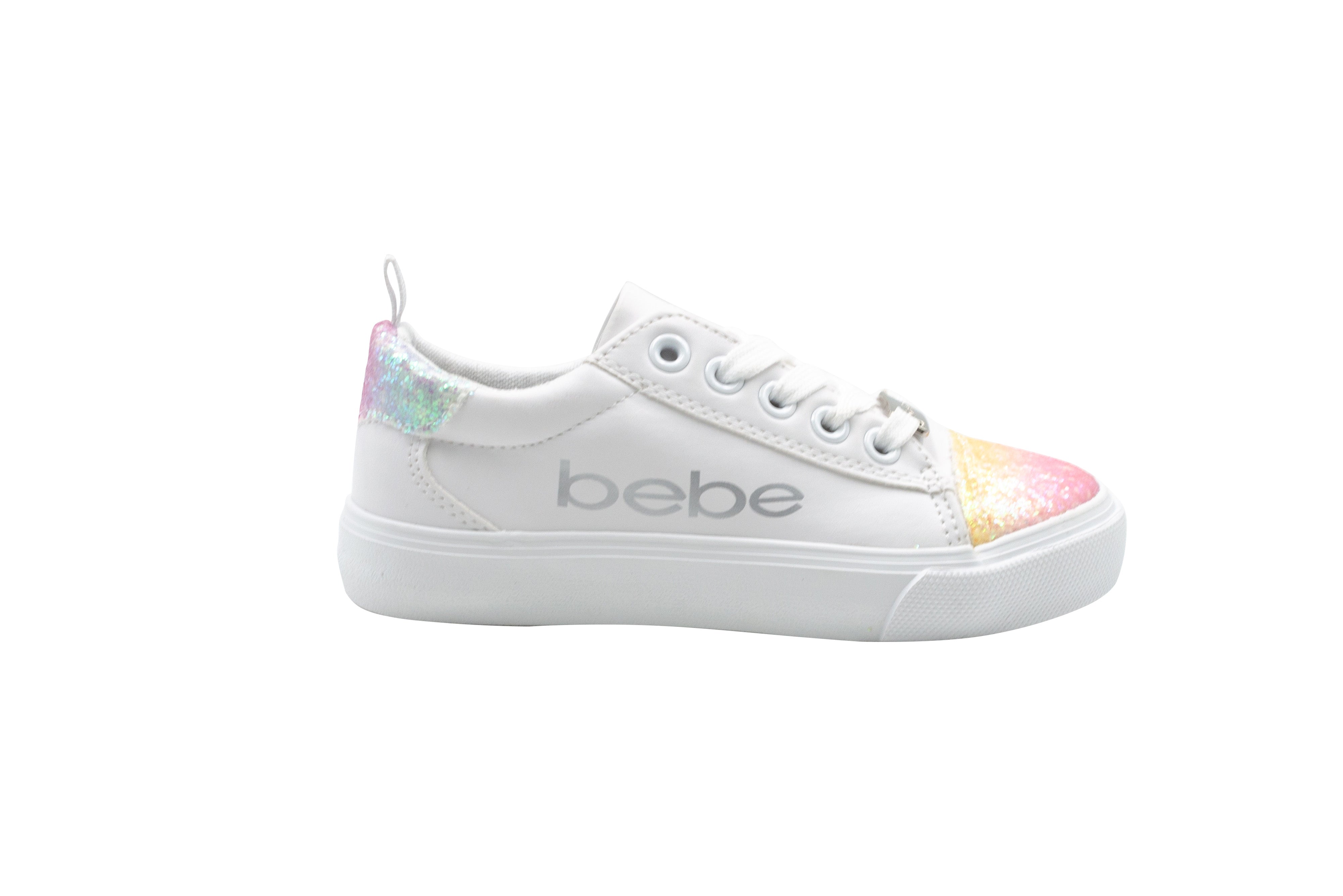 Bebe Youth Girls Low Top Sneaker With Glitter Toe Cap, Sizes 11-4