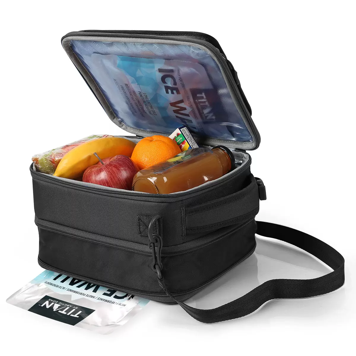 Titan Insulated Expandable Lunch Bag, Black