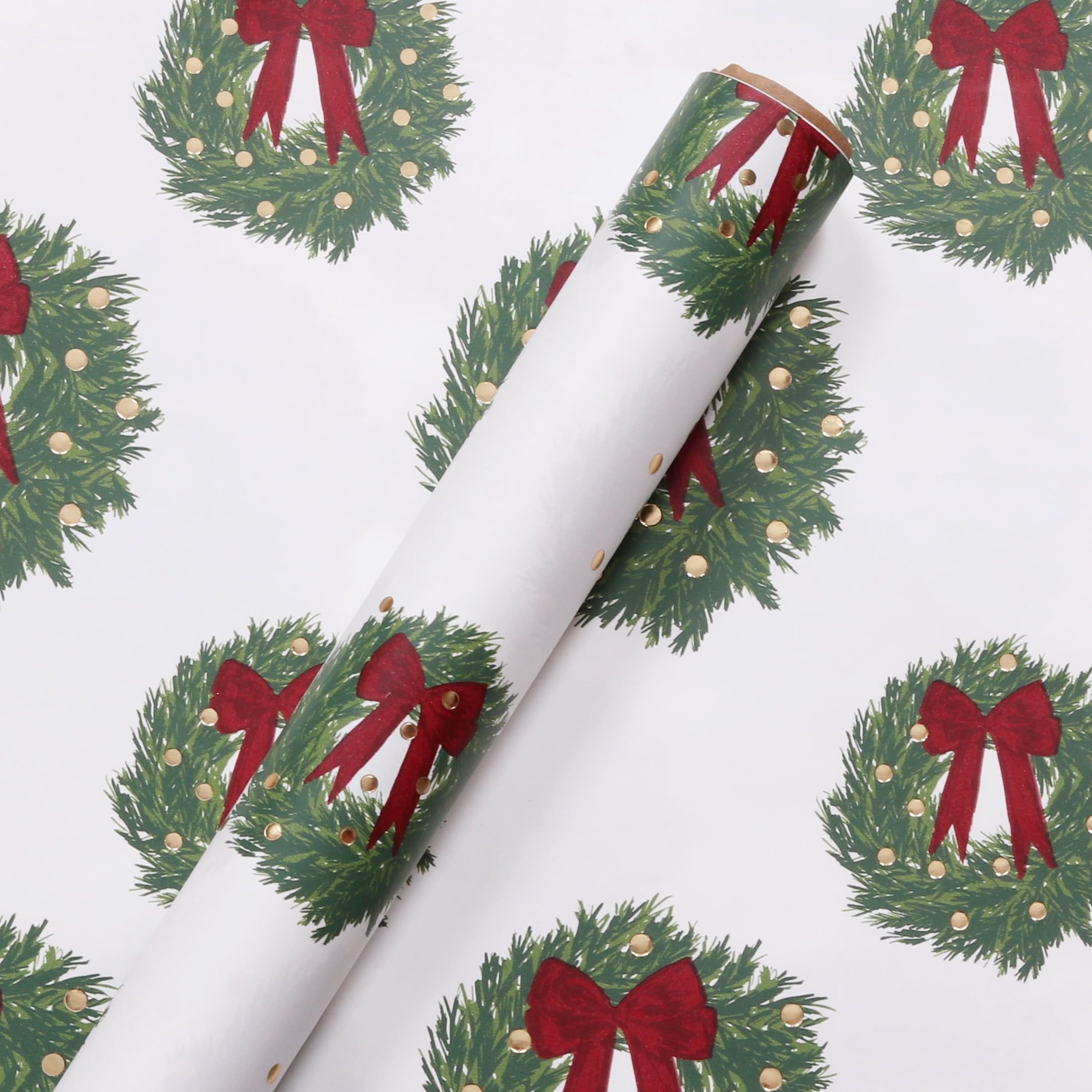 Holiday Time Red and Green Christmas Wrapping Paper, 15 Sq ft