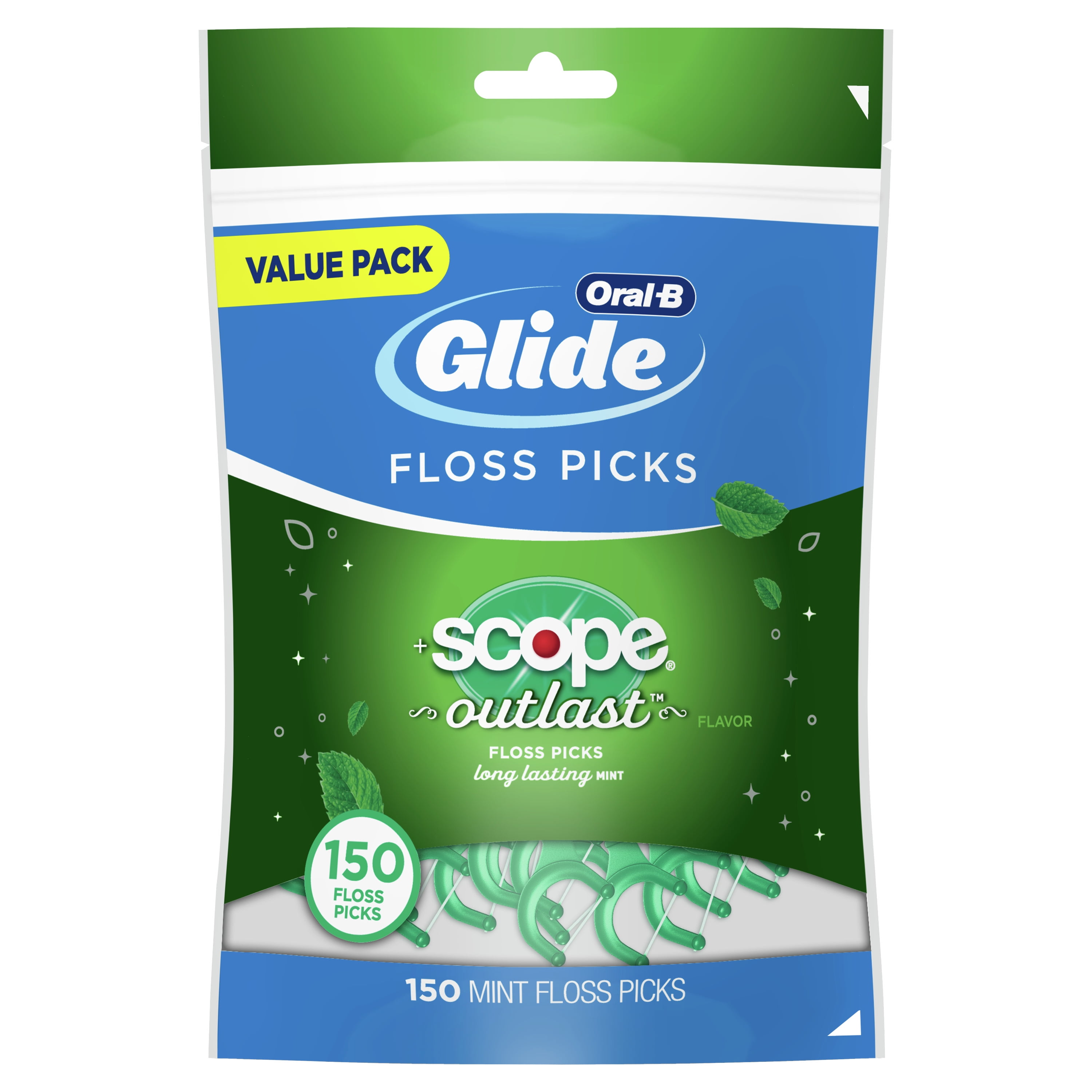 Oral B Glide Complete Dental Floss Picks Scope Outlast Mint 150 Ct