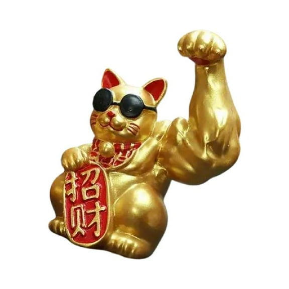 Necvior Artistic Muscle Arm Lucky Fortunes Cats Statue Figurine with Bright Color for Personalizing Home or Business Decoration