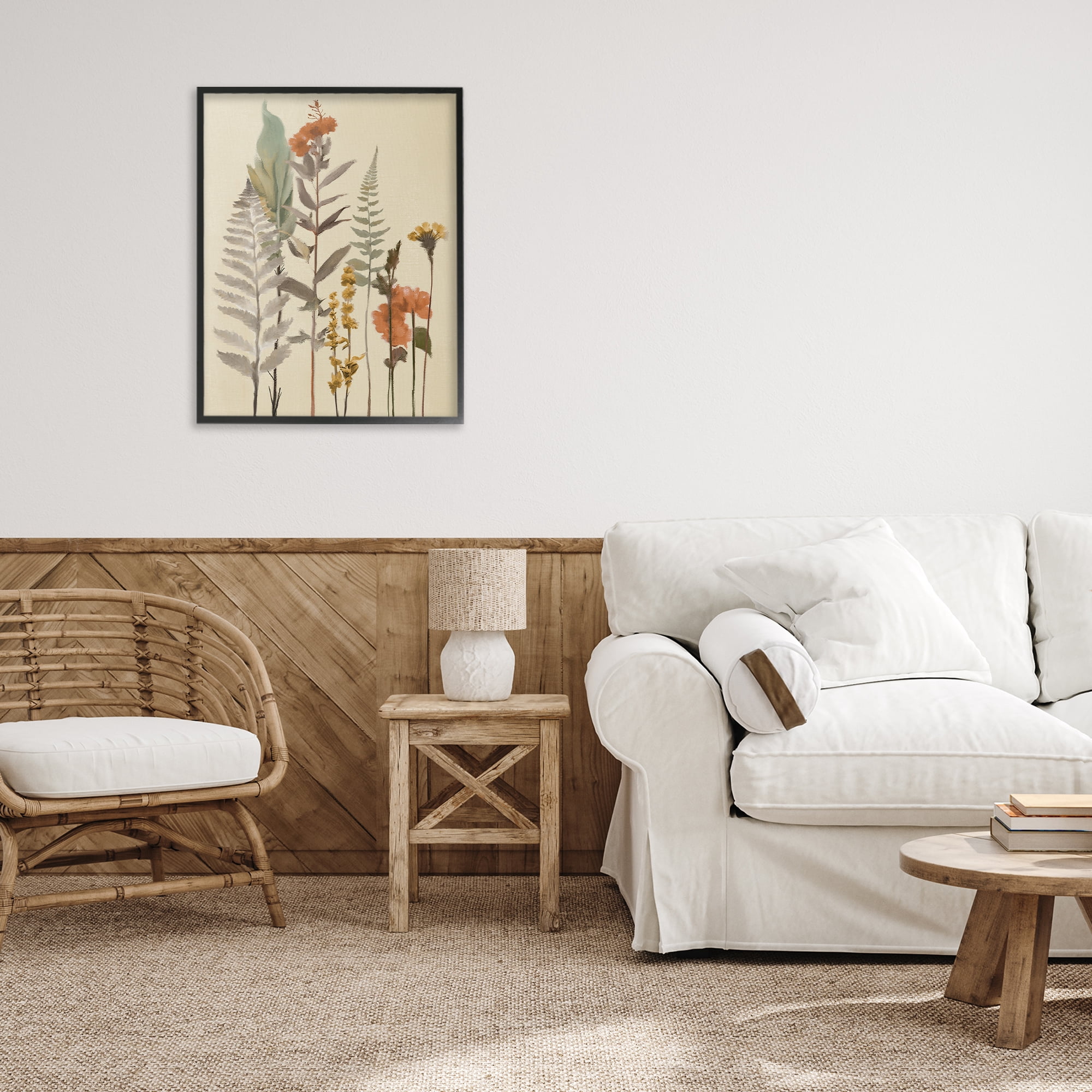 Stupell Industries Fall Botanicals and Ferns Black Framed Giclee Art, design by Elizabeth Medley