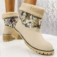 thumbnail image 5 of Boots for Women Low Chunky Heel Round Toe Printed Warm Shoes Womens Winter Trendy Thick Heel Fashion Boots Beige 7, 5 of 9