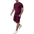 thumbnail image 2 of Yindaity Mens 2 Piece Outfits Casual T Shirts Short Sets Summer Tracksuits and Athletic Matching Set with Pockets Red,XL, 2 of 5
