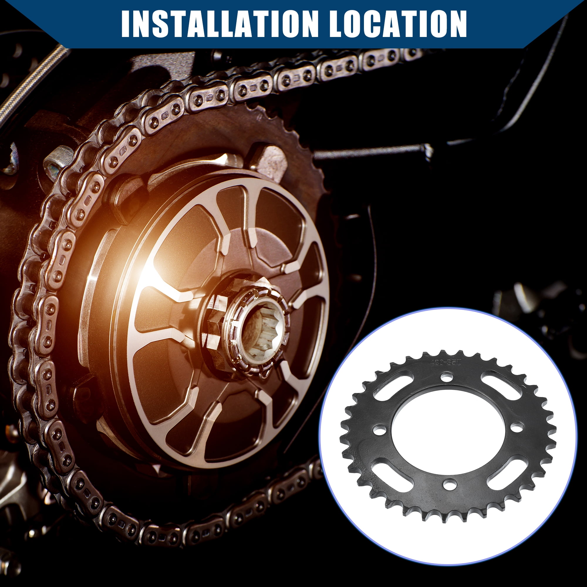 Unique Bargains Motorcycle Chain Sprocket for Dirt Bikes and ATVs Black 35 Teeth