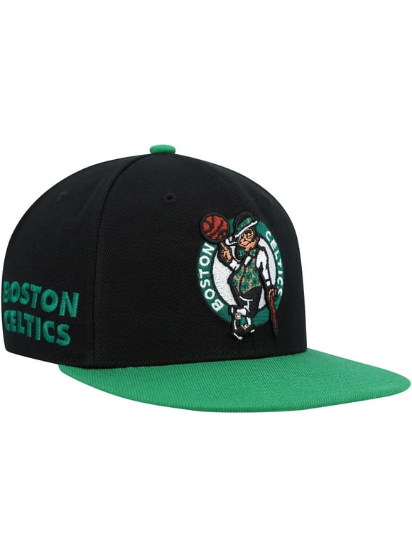 Men's Mitchell & Ness Black/Green Boston Celtics Side Core 2.0 Snapback Hat - OSFA