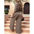thumbnail image 5 of Female Long Sleeve Beach Shirt Blouses Bathing Suit Cover Up Button Down Collar Brown L, 5 of 9