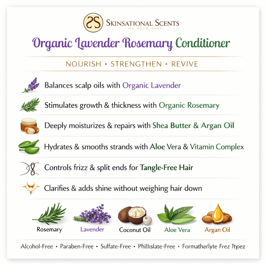 Skinsational Scents Organic Lavender Rosemary Conditioner for All Hair Types