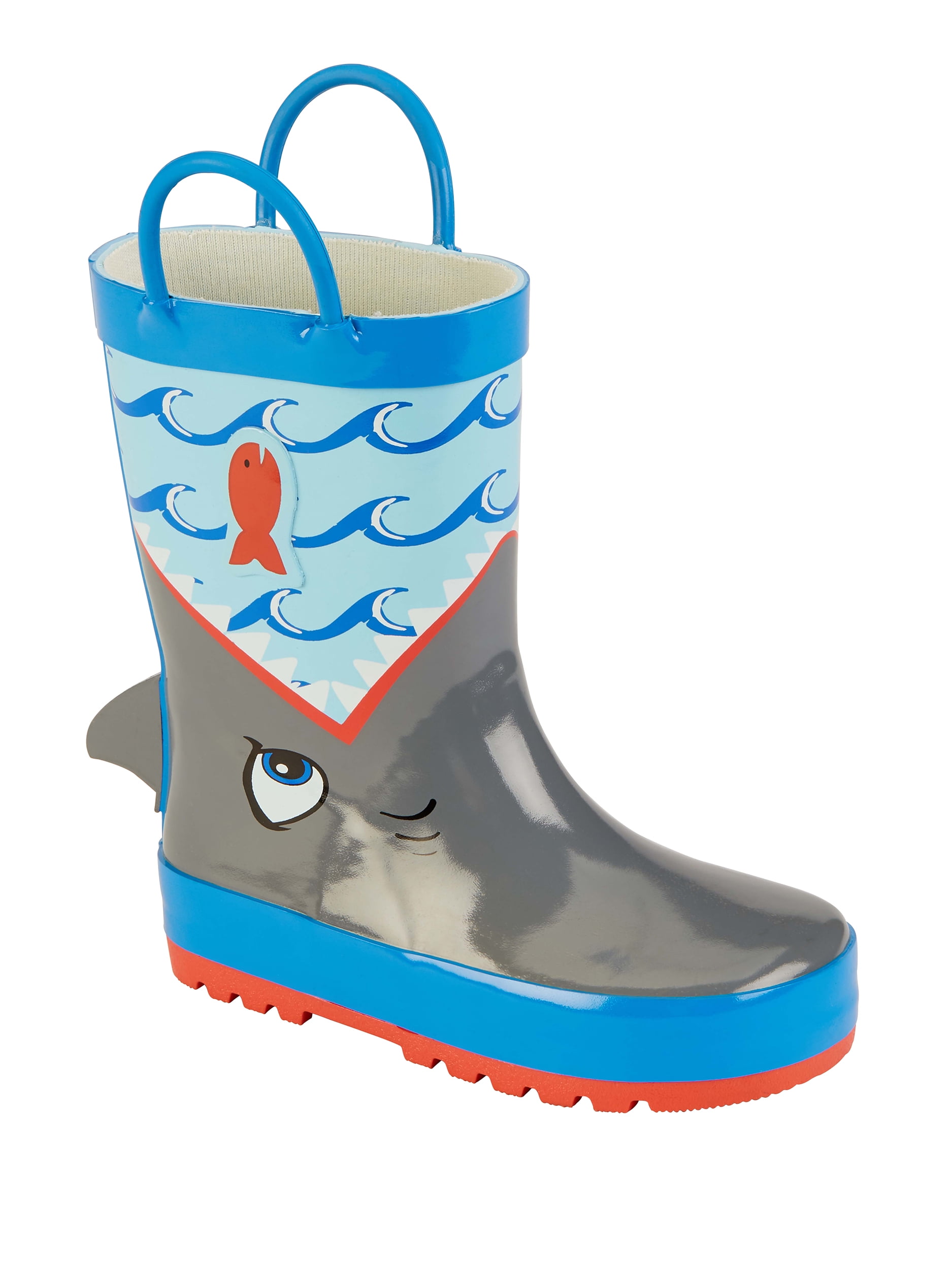 Kids Light Up Dinosaur Wellington Boots Boys Handle Dino Wellies 3D Rain Shoes 