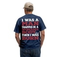 thumbnail image 3 of Creative 2D Printed "I WAS A MAN TRAPPED IN A ..." Mens T Shirt Casual Blouse Soft Tops For Men Solid Color Blouse For Men Daily Wear,5XL,Navy, 3 of 6