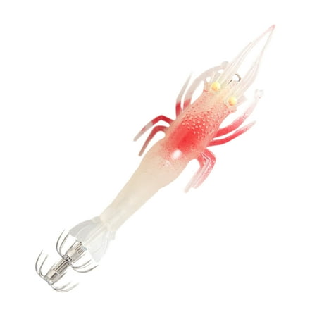 Luminous Fishing Lures Soft Realistic Shrimp Lure Artificial Reusable Fishing Baits with Hook Tear Resistant Fish Lures for Squids