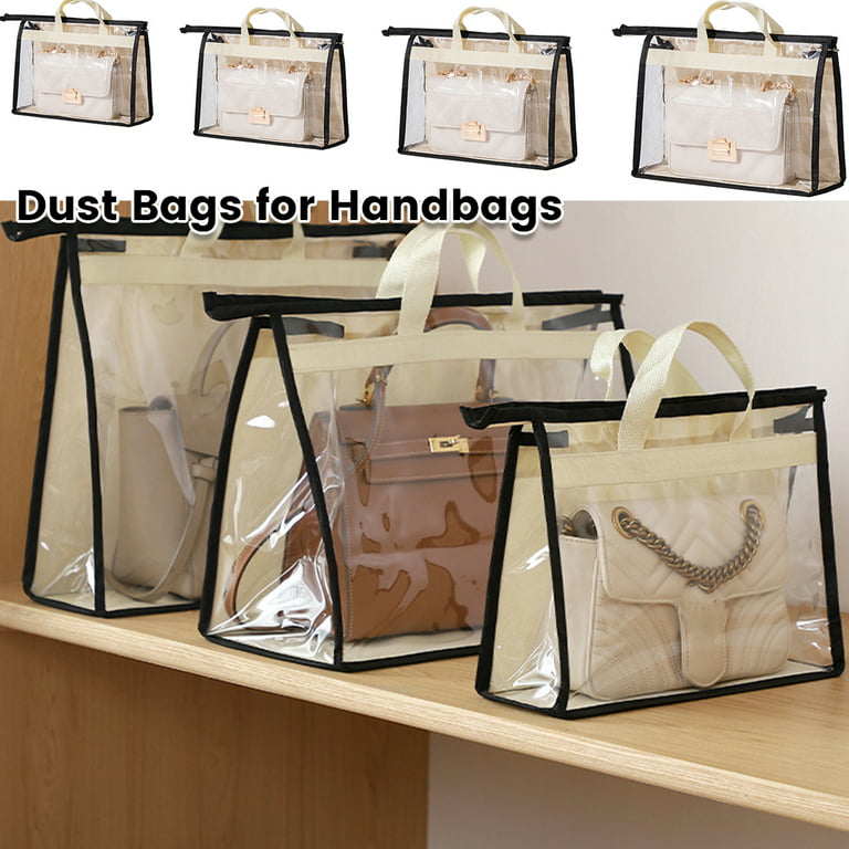 Anti-Dust Handbag Cover ,Visible Clear Handbags Dust-proof Storage Bag with Zipper and Handles for Home Closet Shelves Door,XL