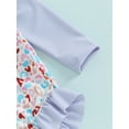thumbnail image 6 of Bagilaanoe Toddler Baby Girl One-Piece Swimsuit Floral Print Long Sleeve Zipper Rashguard Swimwear + Swimming Cap 6M 9M 12M 18M 24M 3T Kids Ruffle Bathing Suit, 6 of 8