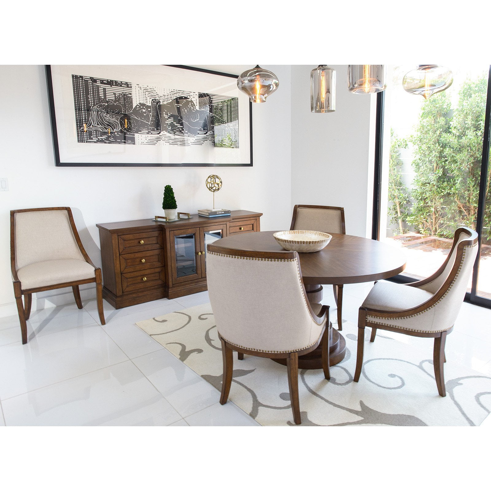 Abbyson Charleston Round Dining Table Set