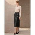 thumbnail image 3 of DARING DIVA Women's Faux Leather High Waist Knee Length Skirts M Black, 3 of 7