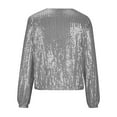 thumbnail image 3 of Amzcrzy Womens Sequin Jacket Casual Plus Size Sparkle Coats Long Sleeve Jackets Front Zip Loose Casual Blazer Bomber Jacket with Pockets, 3 of 5