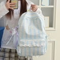 thumbnail image 5 of Women Bow Print Backpack with Lace Trim, Large Capacity Multi-Pockets School Bag for Travel Outdoor (Blue 430*300*130), 5 of 10