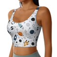 thumbnail image 2 of Daiia Cartoon Planets Printed Women's Sports Bra, Breathable Activewear Bra with U-Back Design and Removable Pads, Comfortable and Supportive for Yoga, Workout-Small, 2 of 8