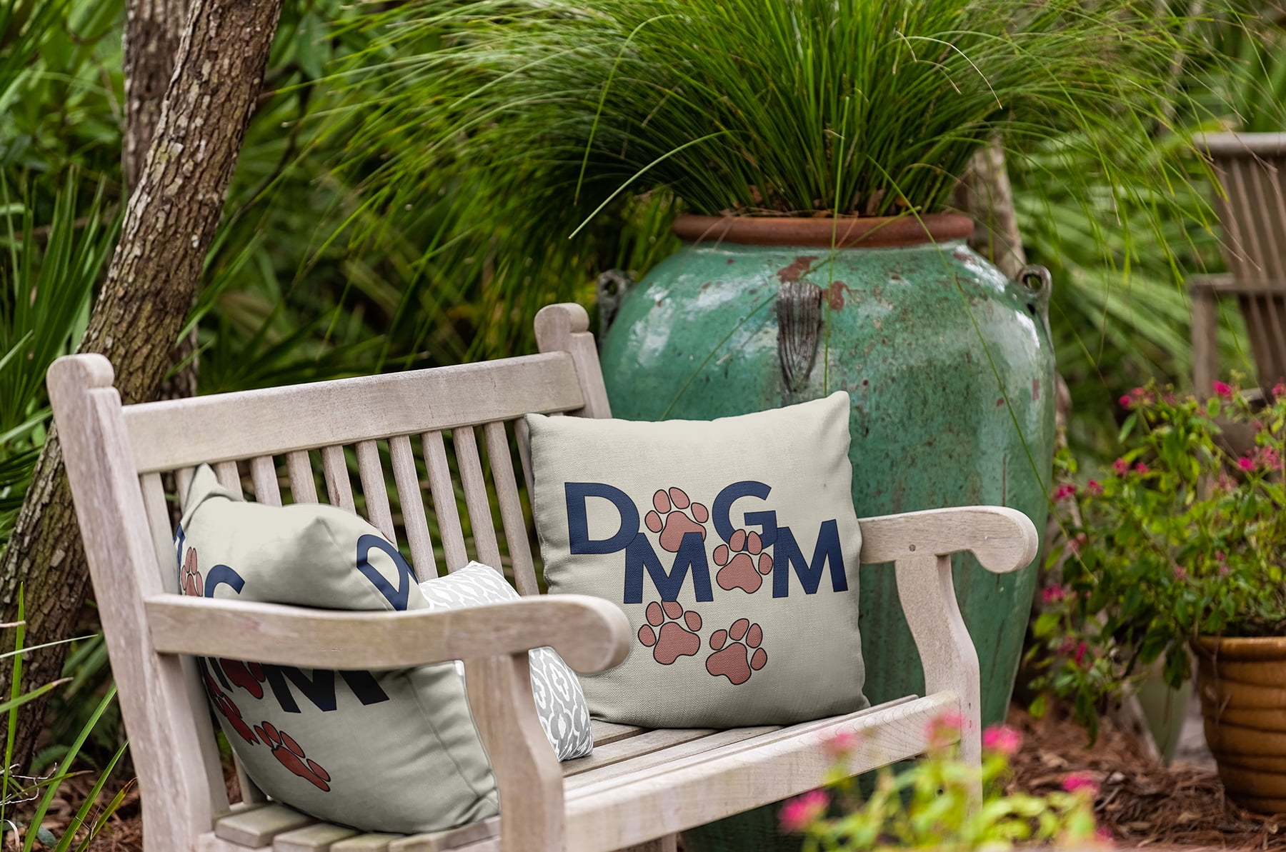 18" x 18" Simply Daisy Dog Mom Indoor/Outdoor Pillow, Mauve Qty 1