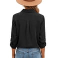 thumbnail image 6 of GZWYHT Button Down Shirt For Women，Woman's Shirts Linen Blouses for Women Womens Blouses Summer Womens Striped Button Down Shirt Linen Shirts for Women Floral Blouse, 6 of 8