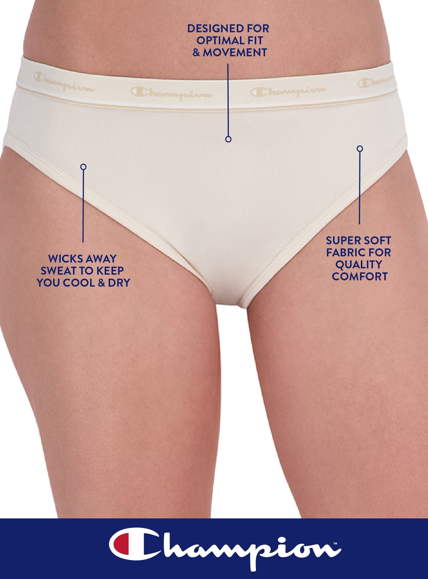 Champion Women’s High Cut Bikini Underwear, 5 Pack, Sizes S - 2XL