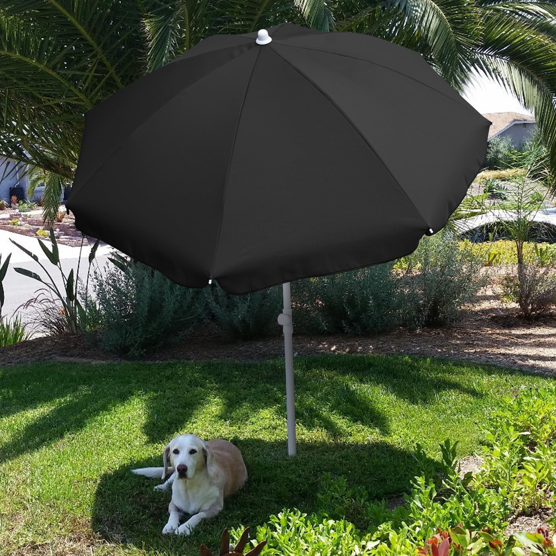 AMMSUN 6ft Black Round Outdoor Picnic Portable Market Patio Umbrella,Tilt Pole & Carry Bag
