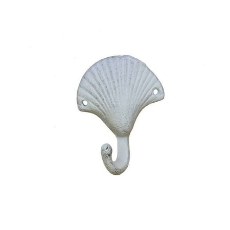 

[Pack Of 2] Whitewashed Cast Iron Seashell Hook 4